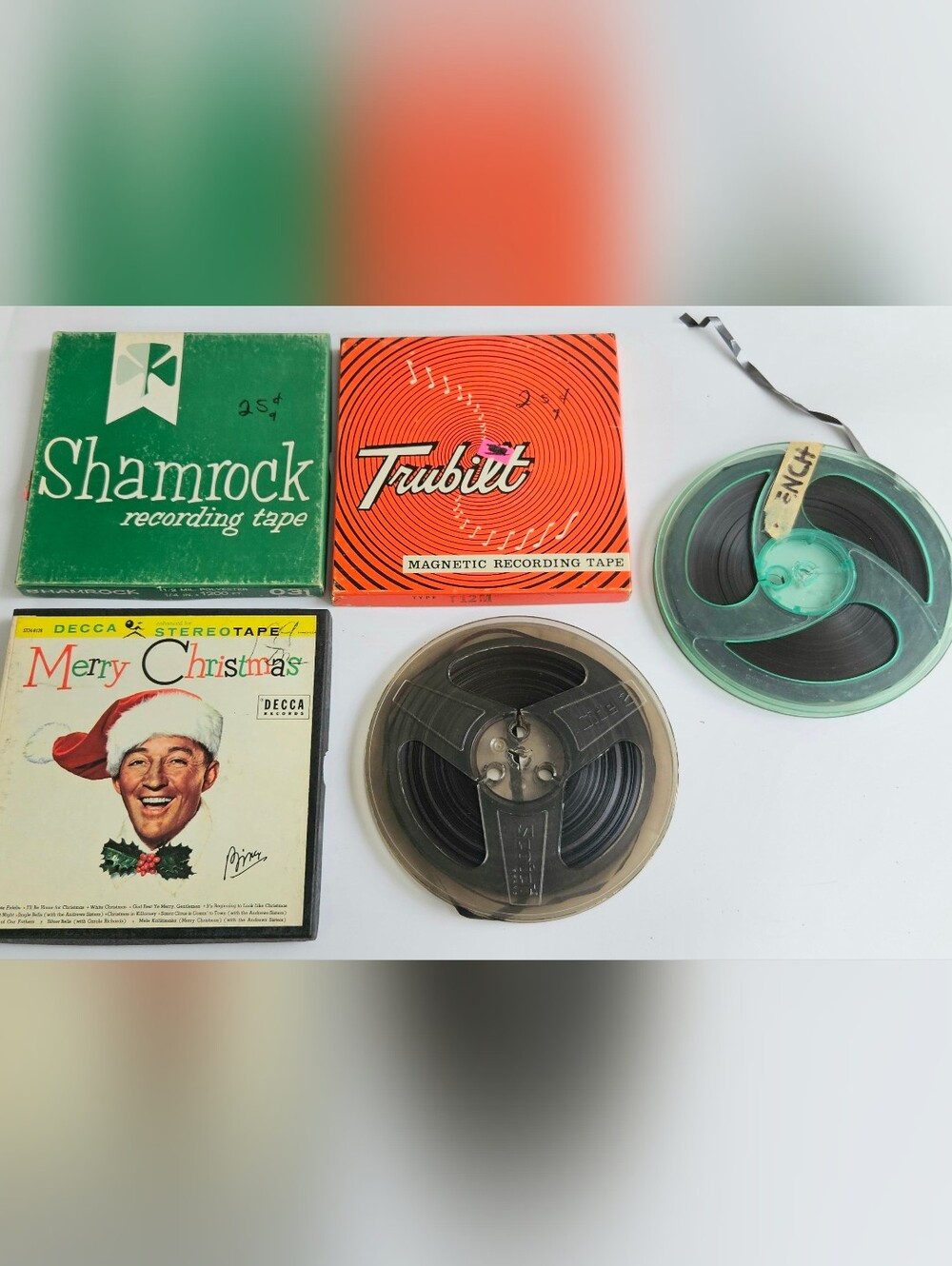 Unknown Magnetic Tape Reels Shamrock Trubilt Bing Crosby Reel Box Only. Lot of 5